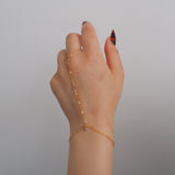 14k Gold Filled Tiny BLUE TOPAZ Classic Dainty Hand Chain