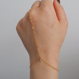 14k Gold Filled Tiny BLUE TOPAZ Classic Dainty Hand Chain
