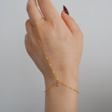 14k Gold Filled Tiny BLUE TOPAZ Classic Dainty Hand Chain