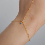 14k Gold Filled Tiny BLUE TOPAZ Classic Dainty Hand Chain