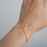 14k Gold Filled & 14k SOLID GOLD White Topaz Dainty Hand Chain | VERSION 2.0