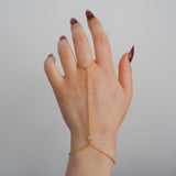 14k Gold Filled & 14k SOLID GOLD White Topaz Dainty Hand Chain | VERSION 2.0