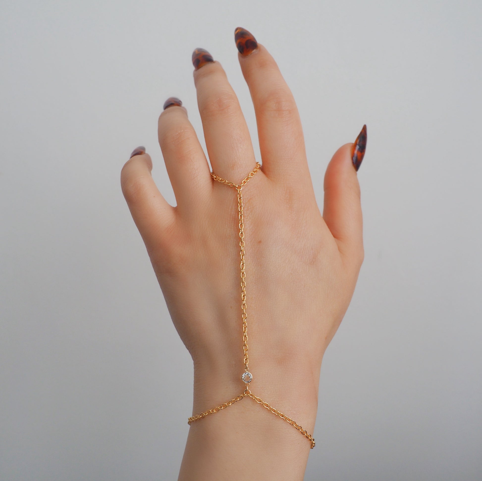 14k Gold Filled & 14k SOLID GOLD White Topaz Dainty Hand Chain | VERSION 2.0