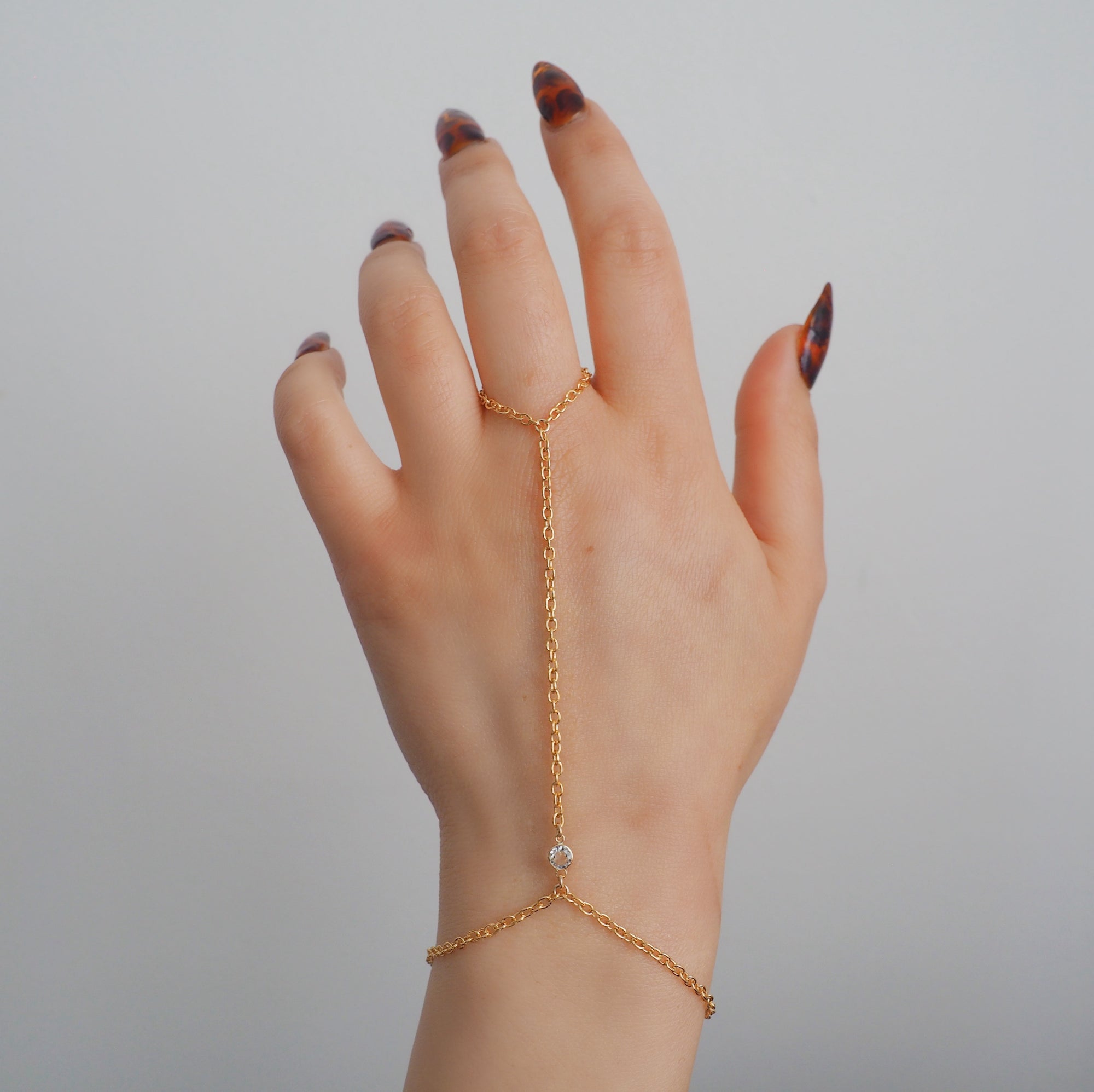 14k Gold Filled & 14k SOLID GOLD White Topaz Dainty Hand Chain | VERSION 2.0