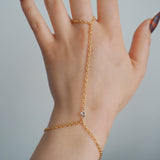 14k Gold Filled & 14k SOLID GOLD White Topaz Dainty Hand Chain | VERSION 2.0