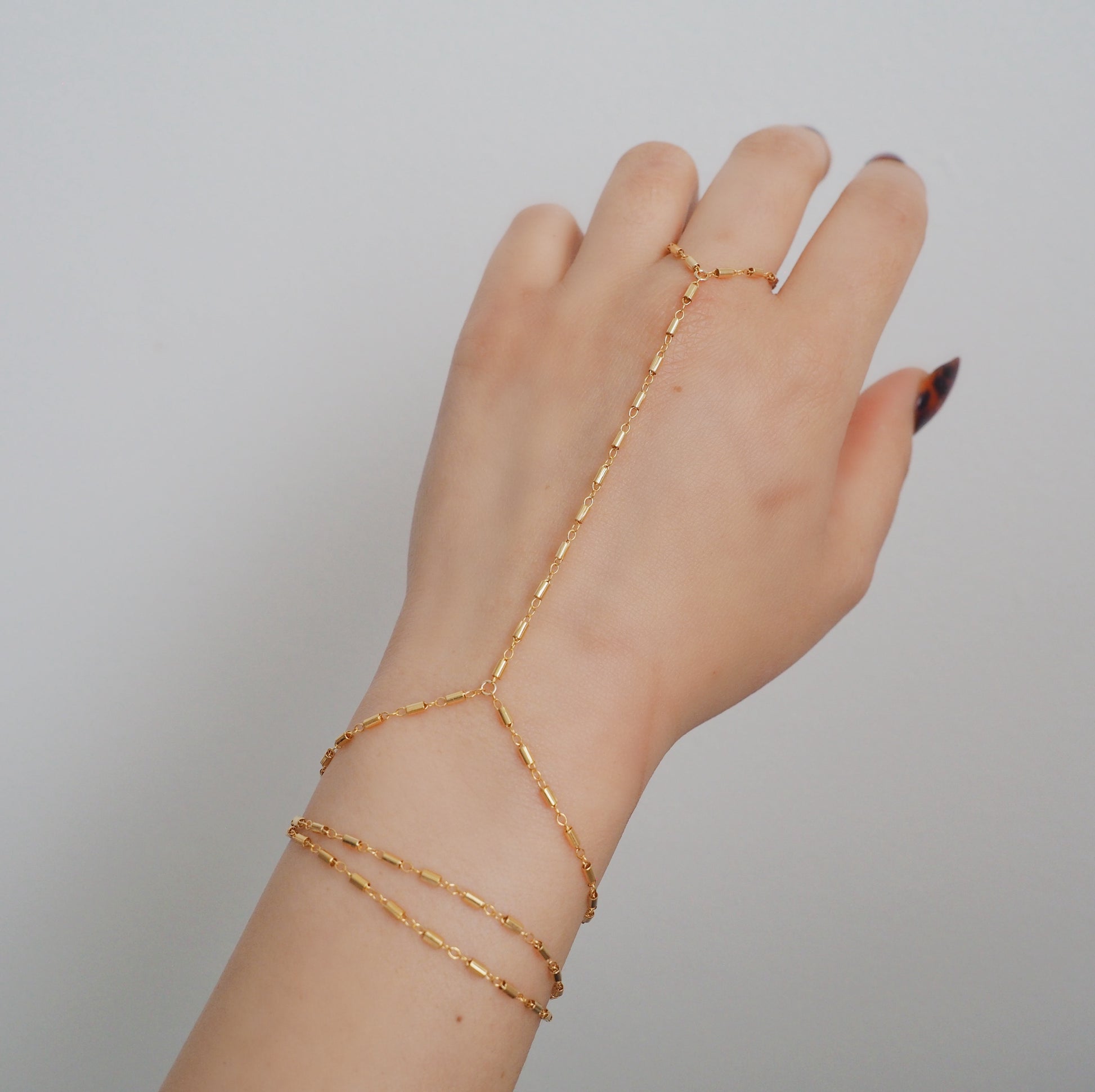 14k Gold Filled Bohemian Wrap Hand Piece Bracelet