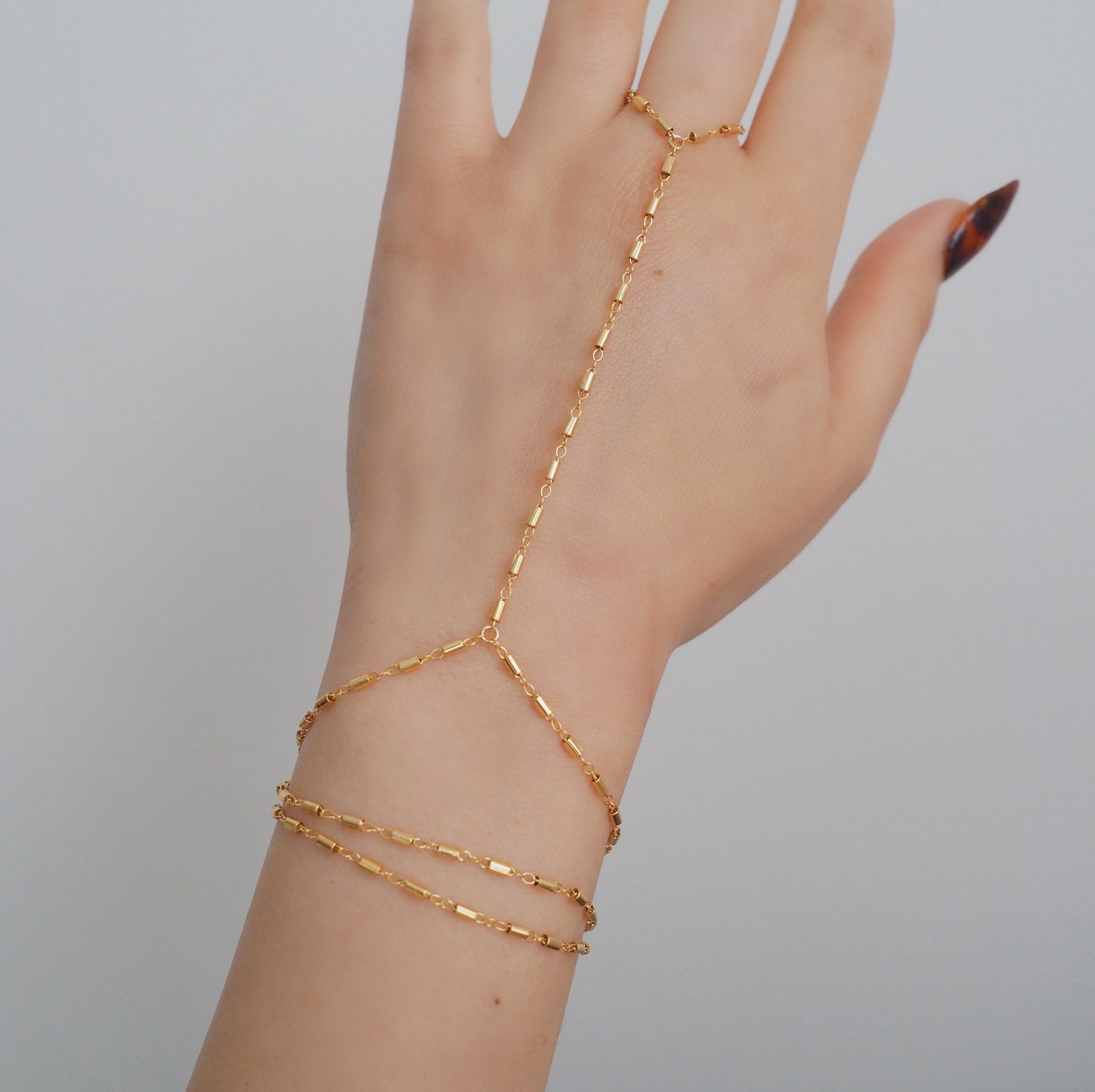 14k Gold Filled Bohemian Wrap Hand Piece Bracelet