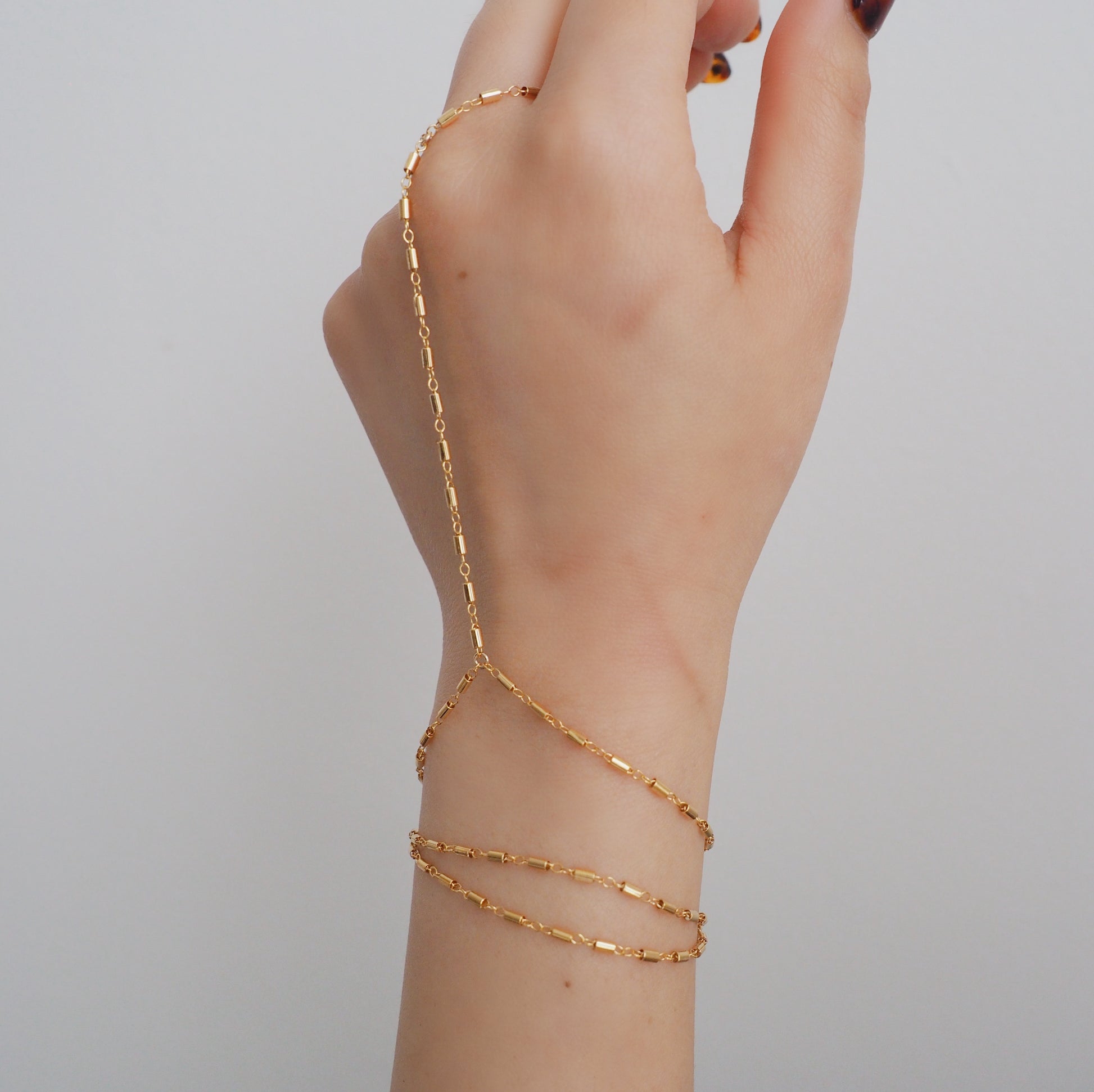 14k Gold Filled Bohemian Wrap Hand Piece Bracelet