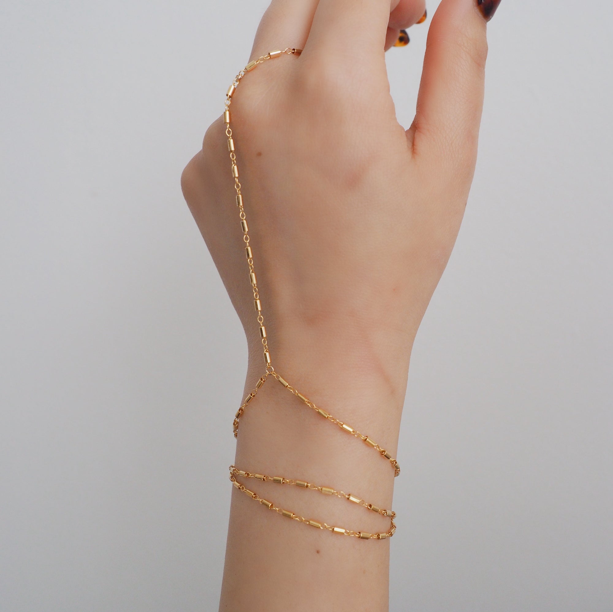14k Gold Filled Bohemian Wrap Hand Piece Bracelet