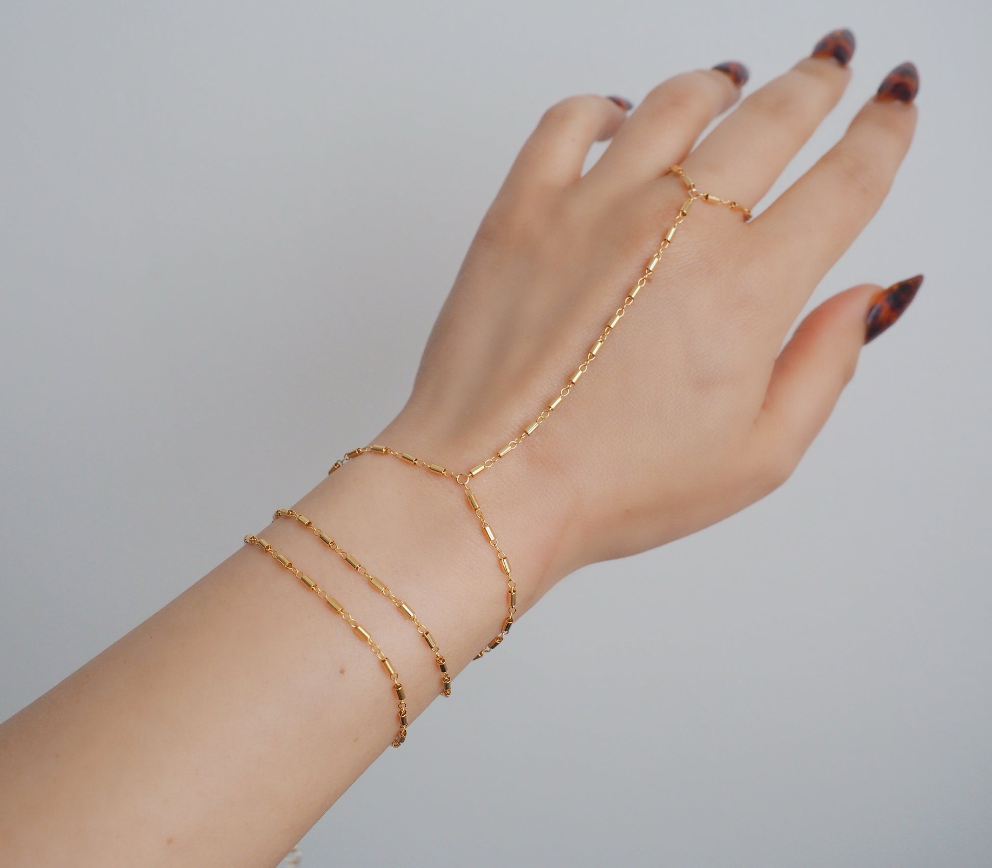 14k Gold Filled Bohemian Wrap Hand Piece Bracelet