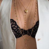 14k Gold Filled Dripping EMERALD CZ Shaker Belly Chain, Multiway Necklace, Bracelet | VERSION 2.0