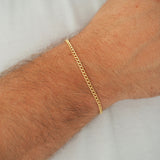 Mens Minimalistic 14k Gold Filled Flat Curb Chain Bracelet