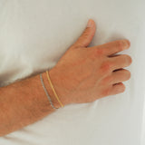 Mens Minimalistic Rhodium Silver Flat Curb Chain Bracelet