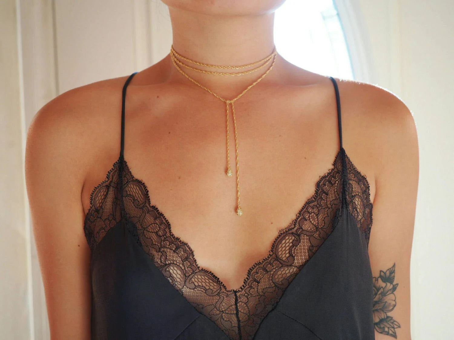 14k Gold Filled Braided Rope Chain Wrap Choker Necklace
