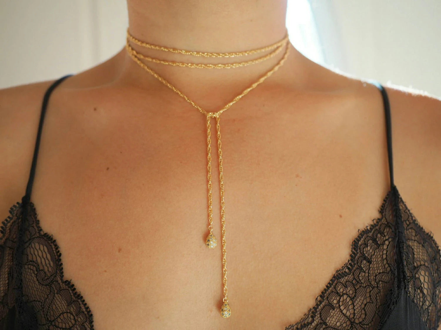 14k Gold Filled Braided Rope Chain Wrap Choker Necklace