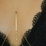 14k Gold Filled with 14k Solid Gold GARNET Coin Double V Dainty Body Chain