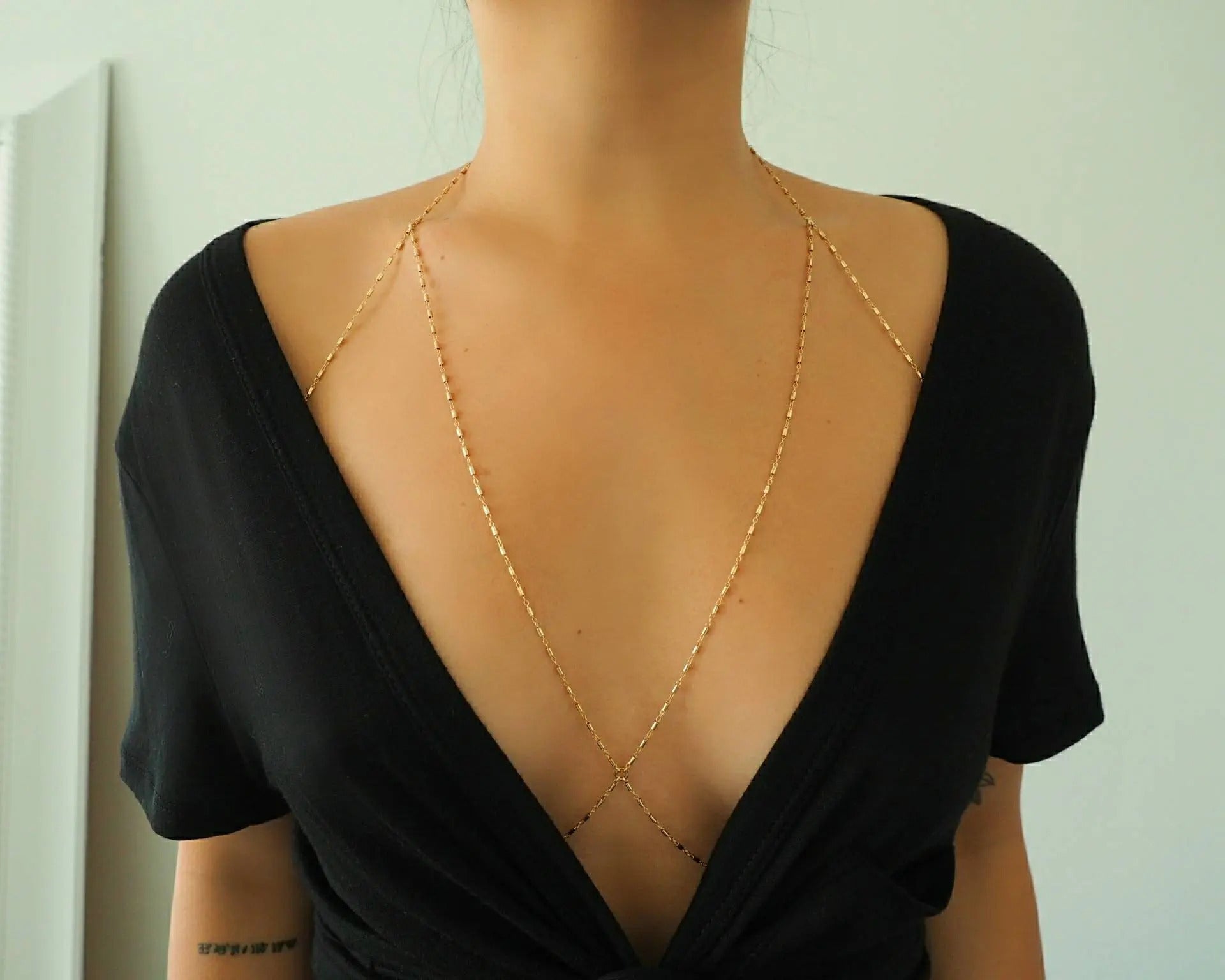 14k Gold Filled Bohemian Chain Bralette Halter Top Body Chain