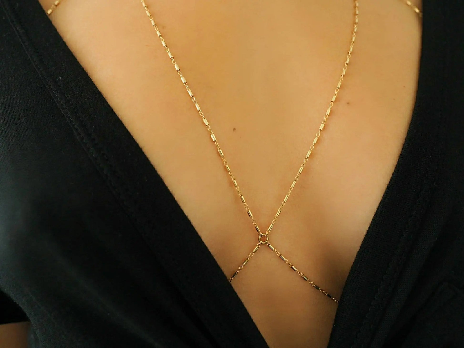 14k Gold Filled Bohemian Chain Bralette Halter Top Body Chain