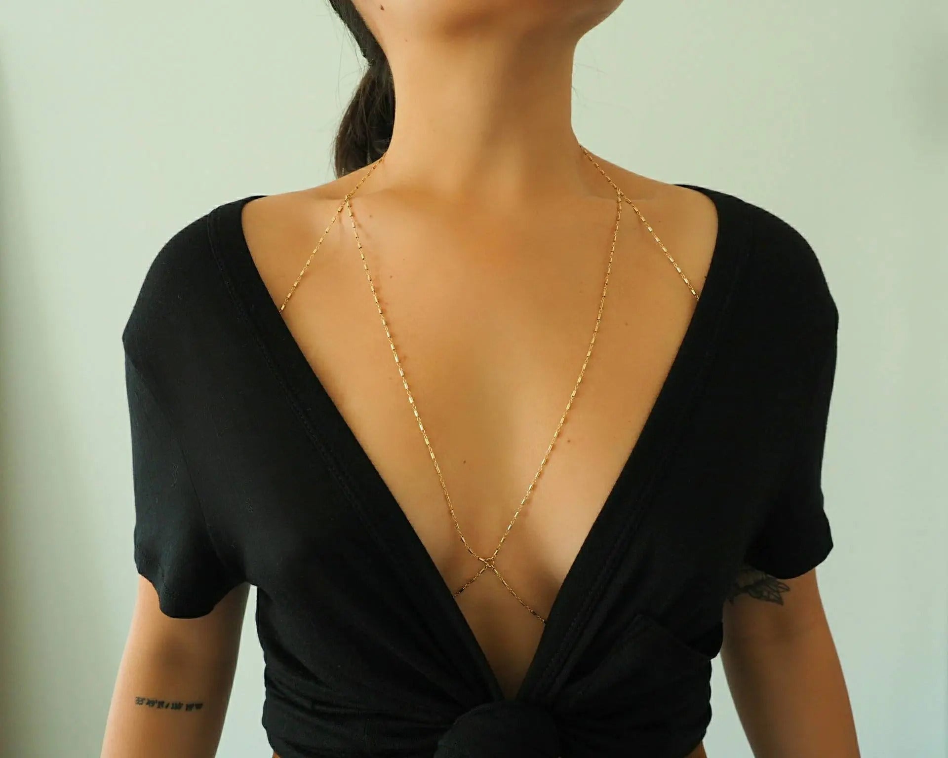 14k Gold Filled Bohemian Chain Bralette Halter Top Body Chain