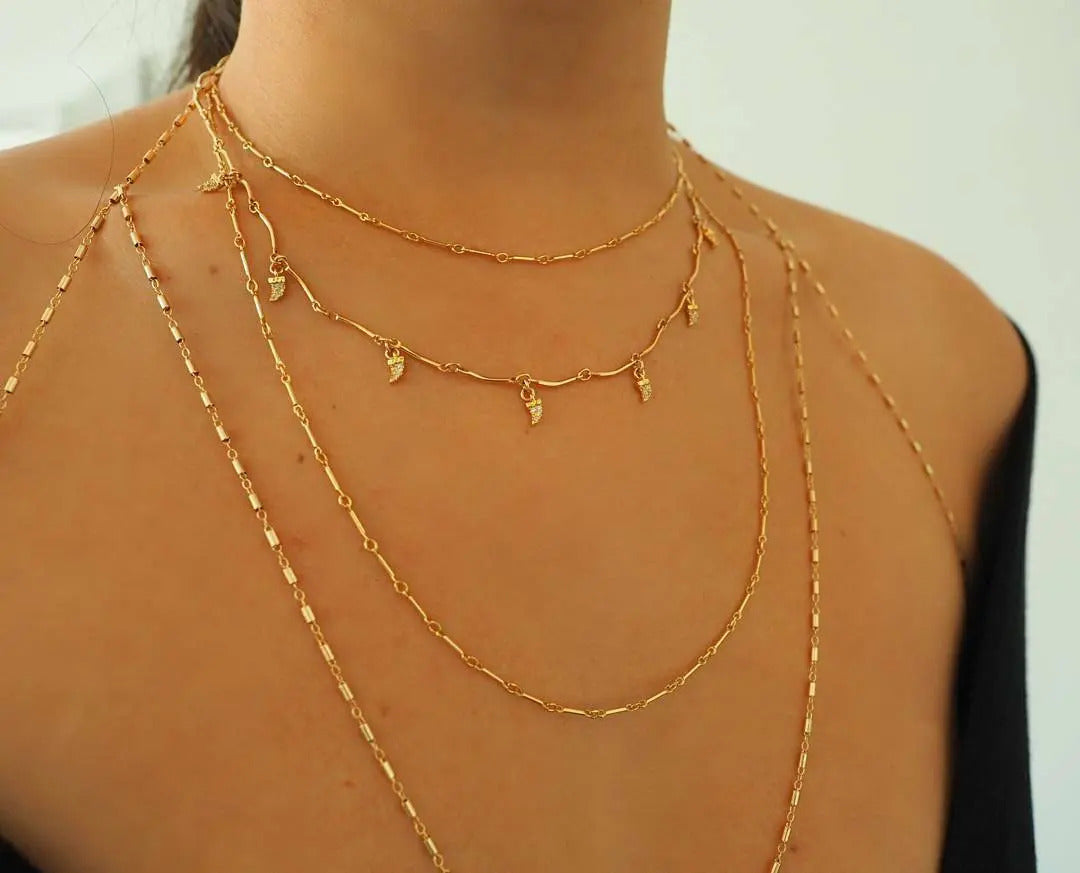 14k Gold Filled Bohemian Chain Bralette Halter Top Body Chain