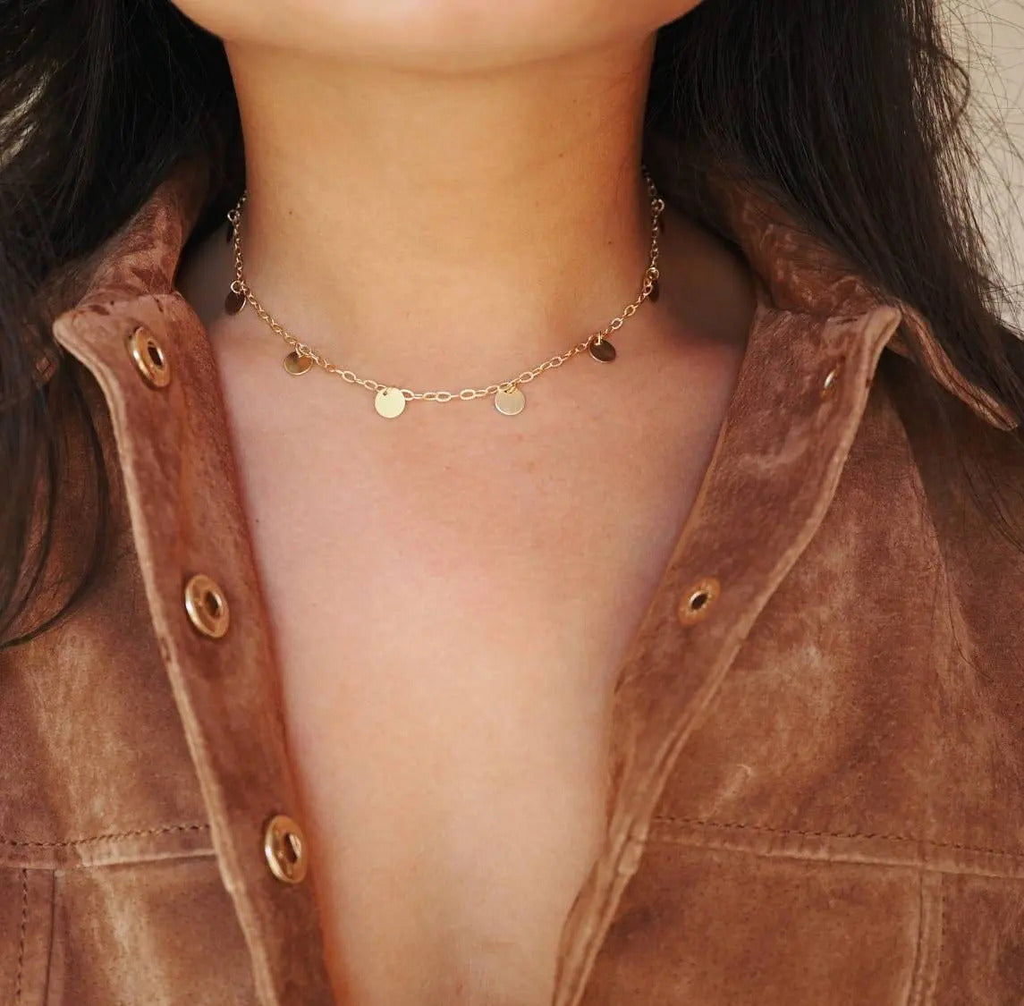 14k Gold Filled Coin Dainty Choker Necklace