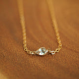 14k Gold Filled with 14k Solid Gold White Topaz Dainty Anklet