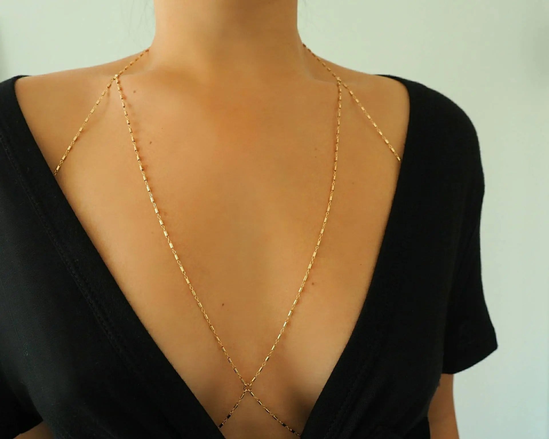 14k Gold Filled Bohemian Chain Bralette Halter Top Body Chain