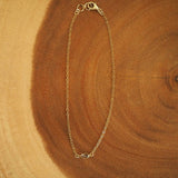 14k Gold Filled with 14k Solid Gold White Topaz Dainty Anklet