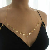 14k Gold Filled Coins & White Topaz Chain Bralette Halter Top Body Chain
