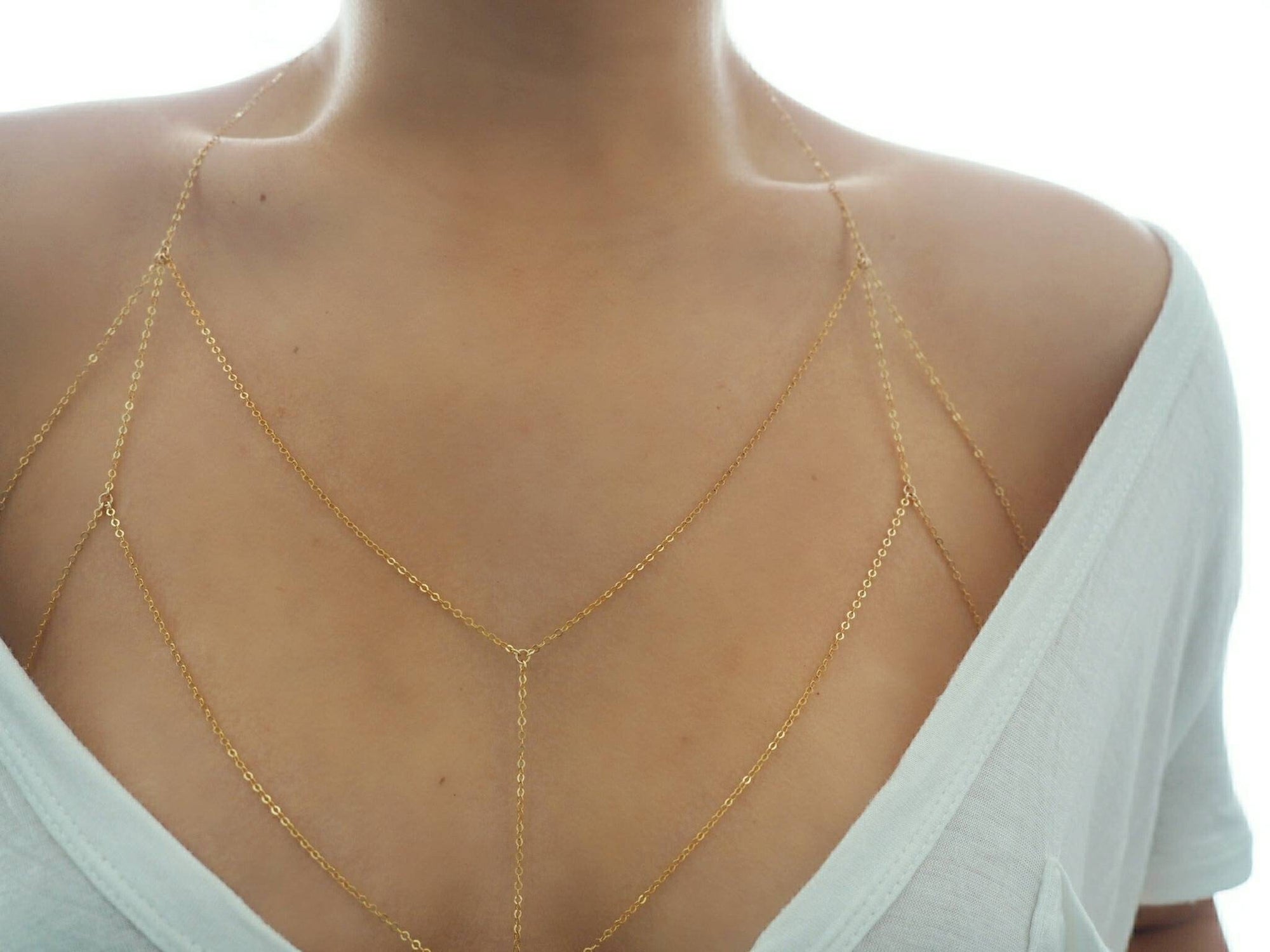 14k Gold Filled Dainty Chain Bralette Halter Top Body Chain | VERSION 2.0
