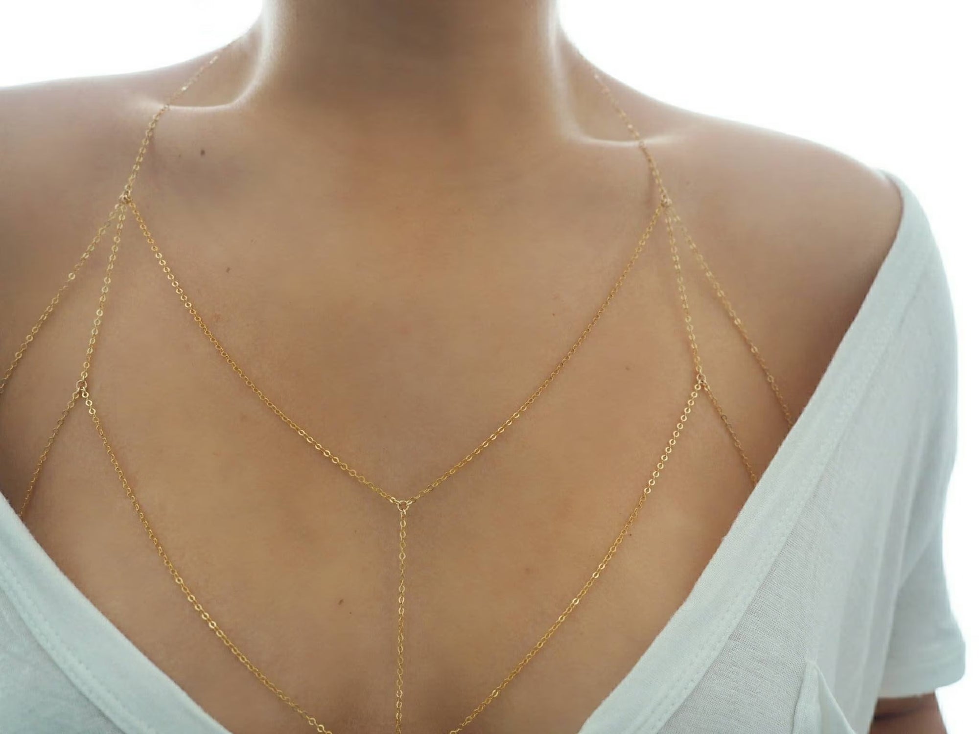 14k Gold Filled Dainty Chain Bralette Halter Top Body Chain | VERSION 2.0