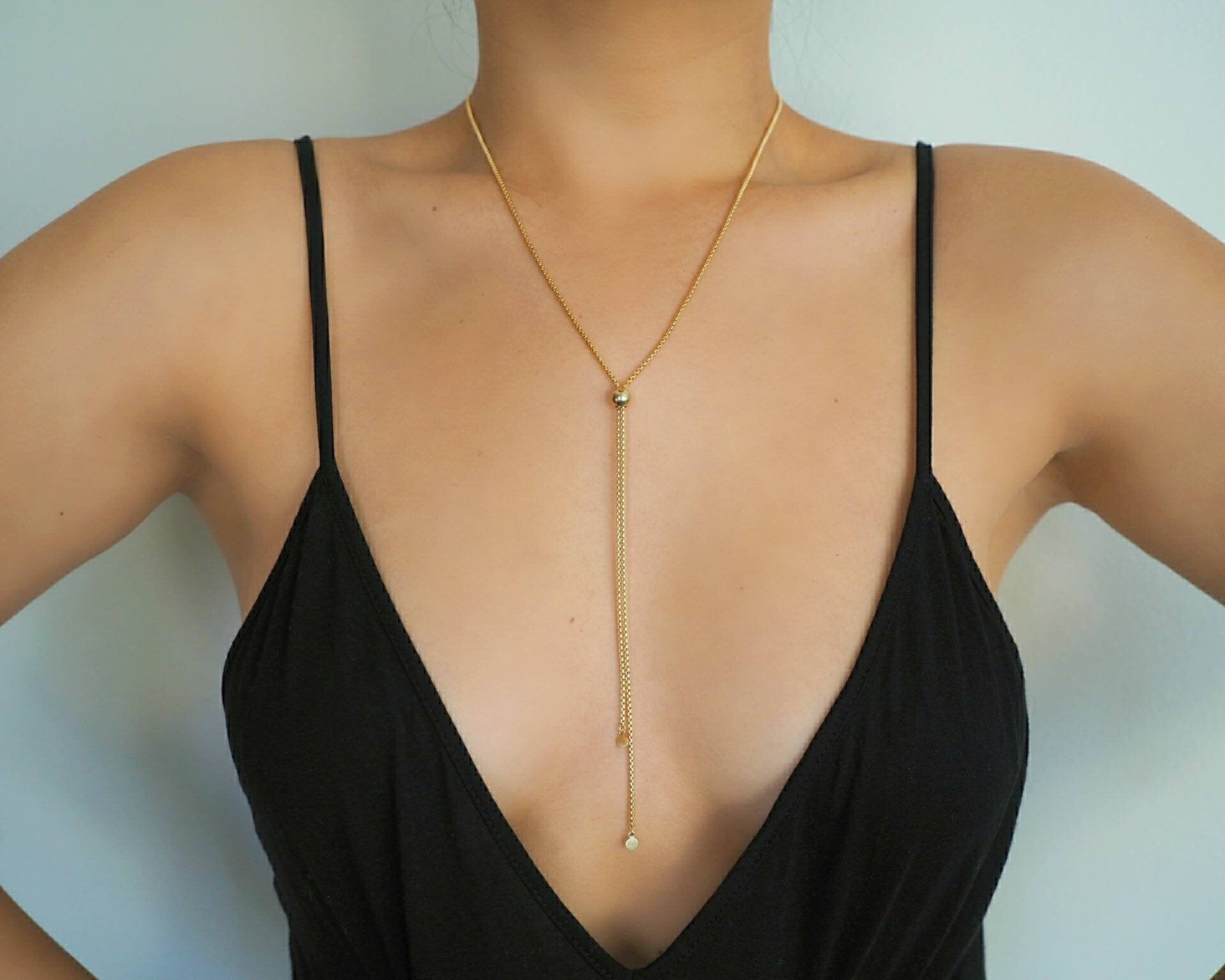 14kt gold lariat necklace sales