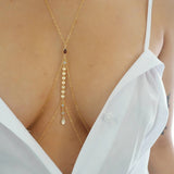 14k Gold Filled with 14k Solid Gold GARNET Coin Double V Dainty Body Chain