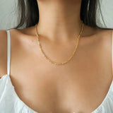 14k Gold Filled Textured Figaro Chain Necklace