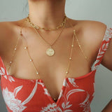 14k Gold Filled Tiny Coins Halter Top Body Chain VERSION 2.0