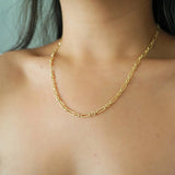 14k Gold Filled Textured Figaro Chain Necklace