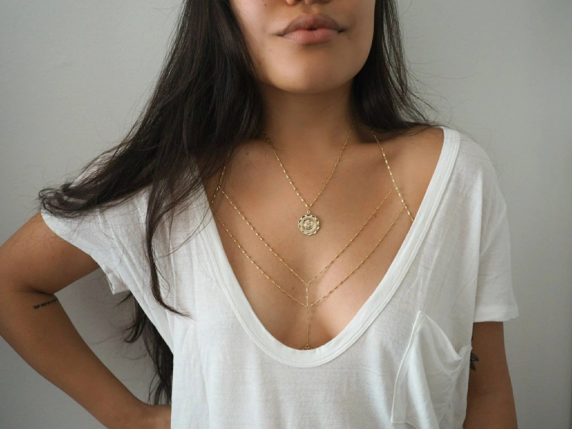 14k Gold Filled Bohemian Double Layer Dainty Chain Bralette Halter Top Body Chain