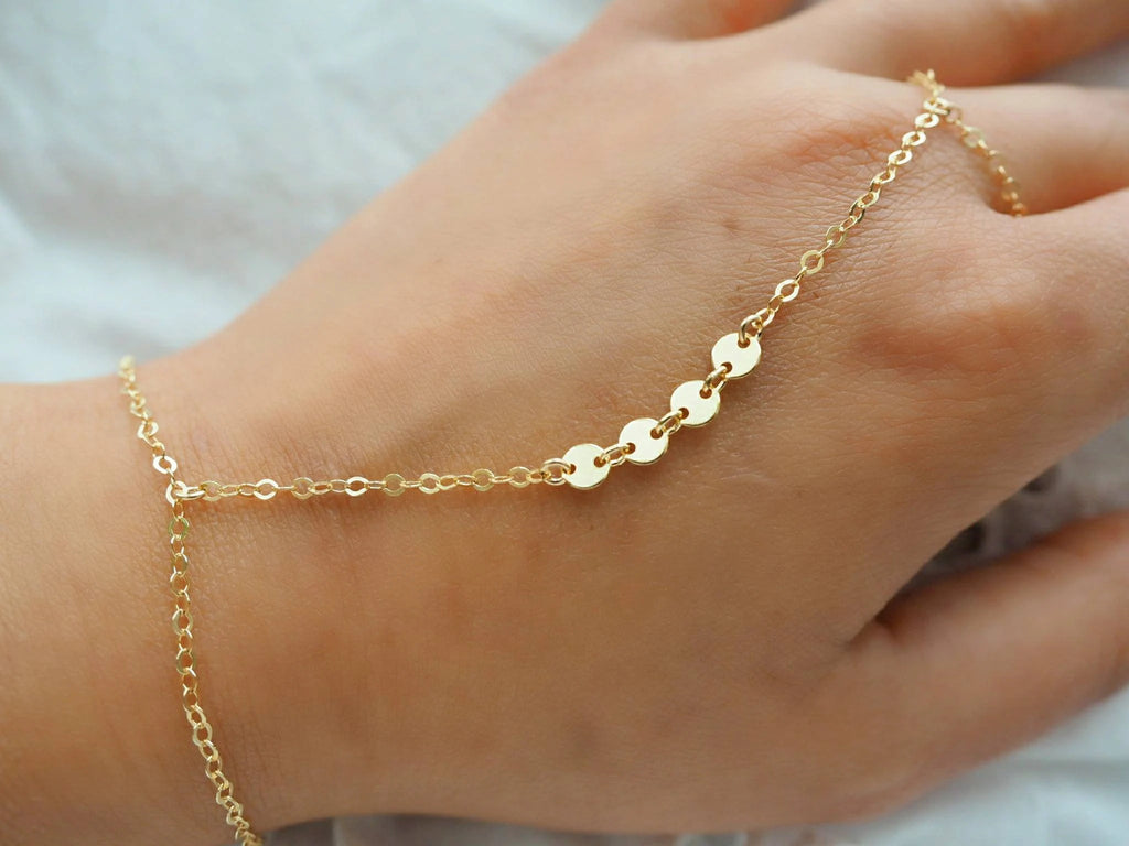 Dainty 14k Gold Filled Hand Piece with Tiny Coins