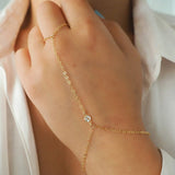14k Gold Filled with 14k Solid Gold WHITE TOPAZ Dainty Hand Piece