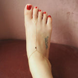 14k Gold Filled with 14k Solid Gold GARNET Dainty Foot Piece Anklet