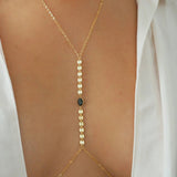 14k Gold Filled with 14k Solid Gold SPINEL Oval Coin Line Dainty Body Chain