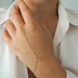 14k Gold Filled with 14k Solid Gold WHITE TOPAZ Dainty Hand Piece