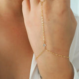 14k Gold Filled with 14k Solid Gold WHITE TOPAZ Dainty Hand Piece
