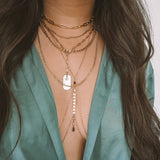 14k Gold Filled with 14k Solid Gold GARNET Coin Double V Dainty Body Chain