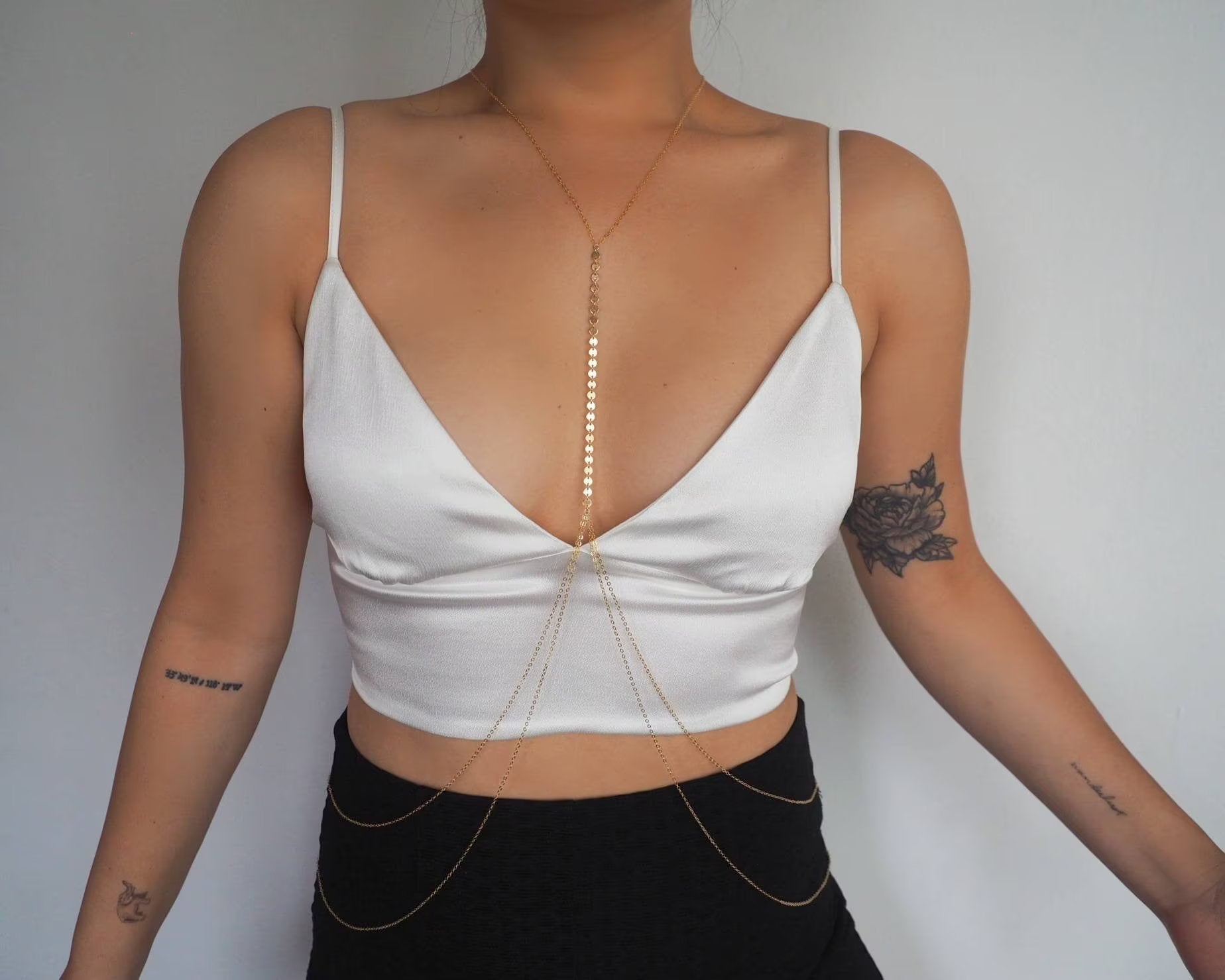 14k Gold Filled Double Layer DRAPED BACK Coin Line Body Chain
