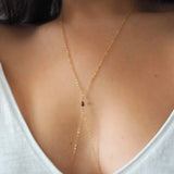14k Gold Filled with Pear Shaped 14k Solid Gold Garnet Dainty Body Chain