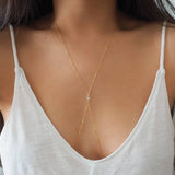 14k Gold Filled with Pear Shaped 14k Solid Gold White Topaz Dainty Body Chain