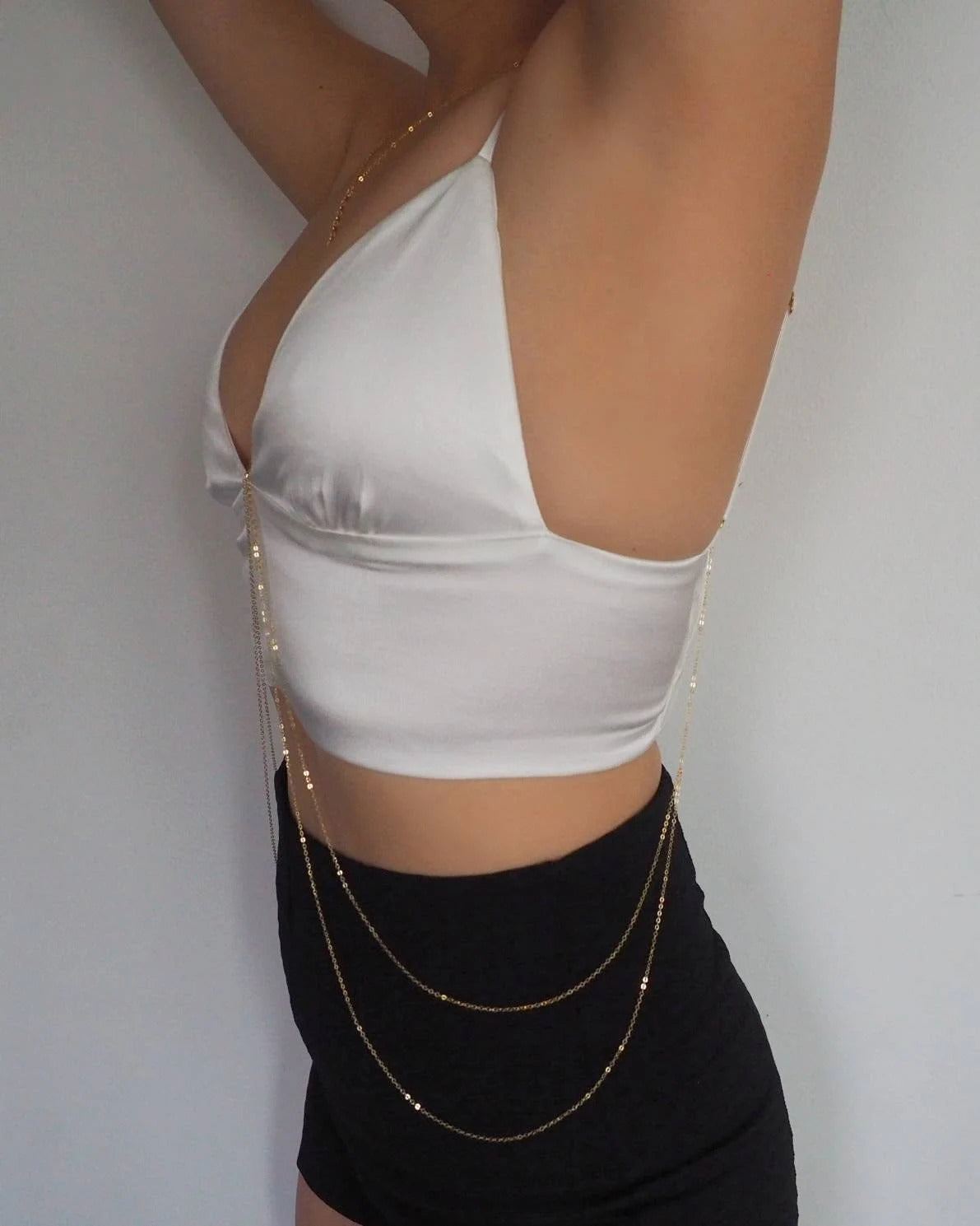 14k Gold Filled Double Layer DRAPED BACK Coin Line Body Chain