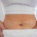 14k Gold Filled Oval Discs with Swarovski Crystals Shaker Belly Chain and Necklace