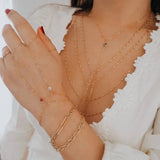 14k Gold Filled with 14k Solid Gold WHITE TOPAZ Dainty Hand Piece